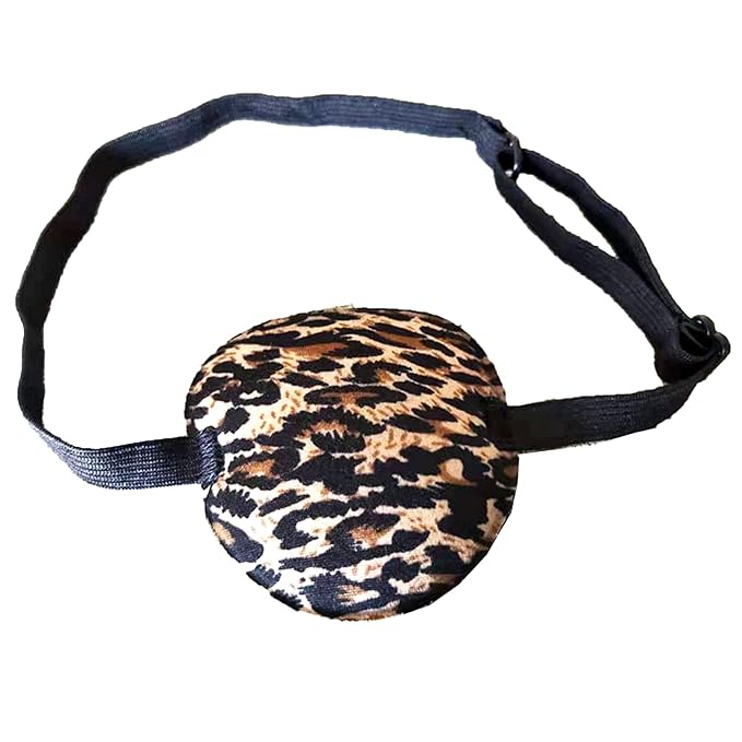 MYUBWTF Black Single Eye Mask, Pirate Skull Crossbone eye patch，Adjustable 3D Eye Patch for Adult and Kid (Leopard grain design)