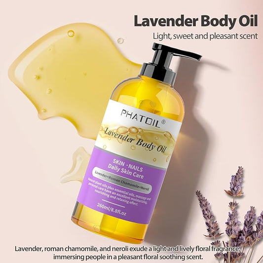 Lavender Body Oil 8.8fl.oz and 4fl.oz Organic Cold Pressed Castor Oil