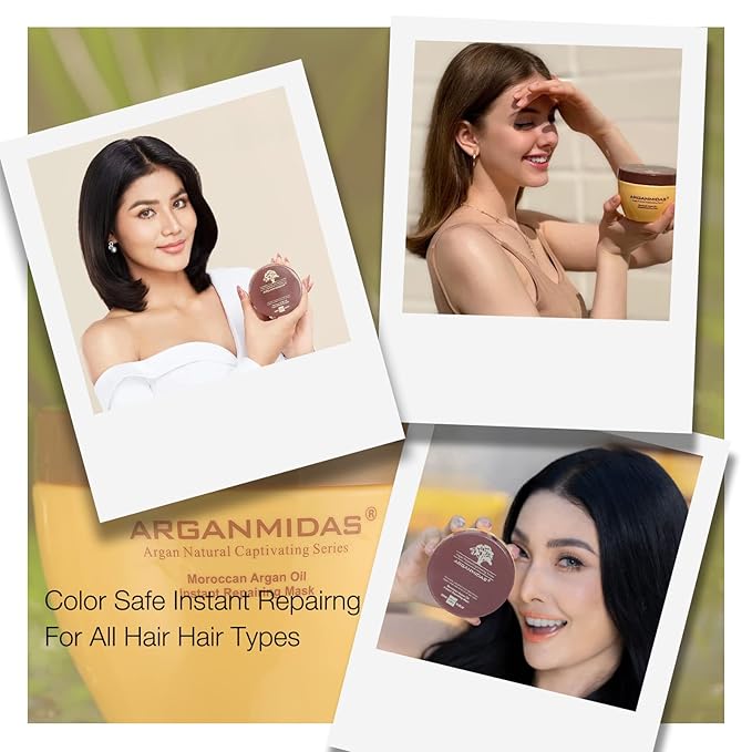 Hydrating Argan Oil Instant Repairing Hair Mask, Deep Conditioner Hair Treatment for Dry Damaged, Curly, Dye, Split End and Bleached Hair,10.2 Fl Oz