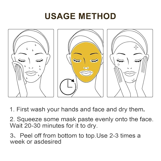 Gold Foil Peel-Off Mask, 98% Gold Peel Off Mask, Gold Facial Mask Anti-Aging, Deep Cleansing, Reduces Fine Lines＆ Wrinkles Great for All Skin