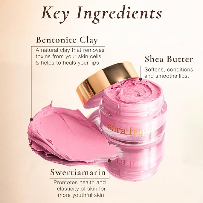 Sara Happ Sweet Clay Mask + Vanilla Bean Sugar Lip Scrub Duo - Exfoliating Lip Treatments, Moisturizers for Dry and Flaky Lips, Vegan (0.47 Oz and 0.5 Oz jars)