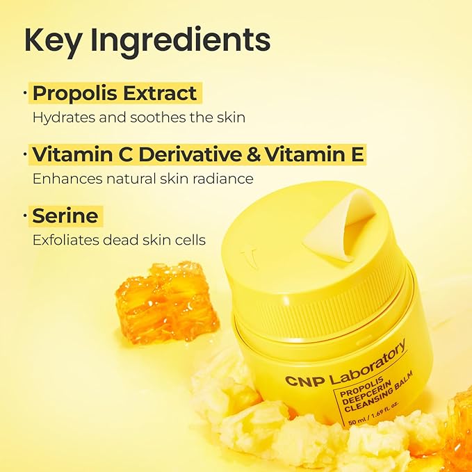 CNP Propolis Deepcerin Cleansing Balm - Soft Grinding Makeup Remover Balm, Buttery & Milky Texture, for Dry & Sensitive Skin, Korean Skincare