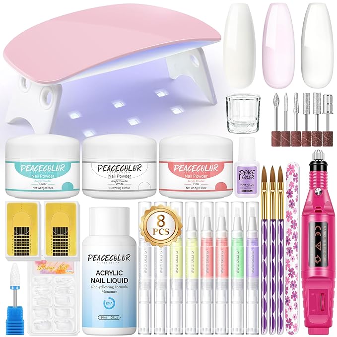 Peacecolor 8Pcs Cuticle Oil Pen Acrylic Nail Kit