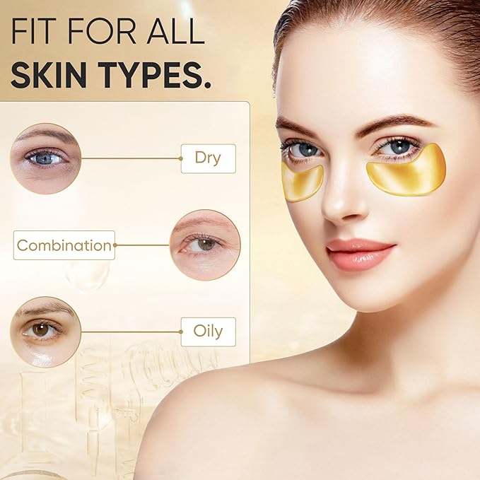 40 Pcs/20 Pairs 24K Gold Eye Mask Collagen Under Eye Mask Patches for Dark Circle Puffiness, Refresh, Revitalizing, Travel, Wrinkles, Gold Eye Patches