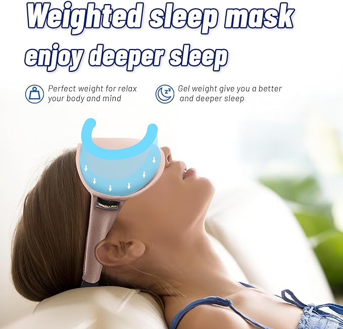 Cooling Gel 3D Sleep Eye Mask-Weighted Blackout Sleep Mask & Cold Compress for Dark Circles, Dry Eyes, and Puffiness - Comfortable, Eyelash-Friendly, Reusable for Relaxing Sleep-Pink