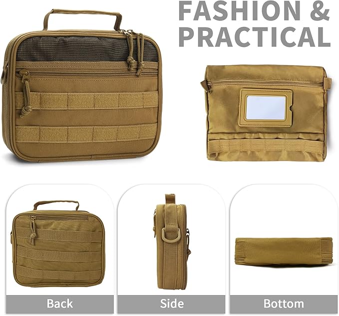 SMONT Toiletry Bag for Men Travel Toiletry Organizer Dopp Kit Travel Organizer Toiletries Travel Bag Shaving Hygiene Bag Bathroom Hanging Men's Toiletry Bag for Short Trips Brown