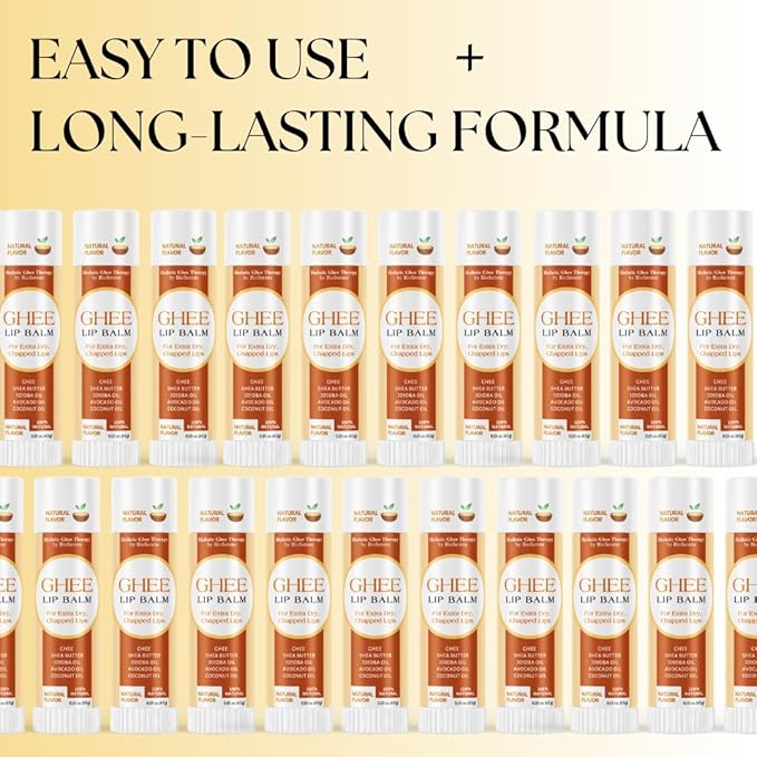 All Natural Lip Balm For Very Dry Lips | Hydrating & Moisturizing Lip Balm with Shea Butter, Ghee, Jojoba Oil, Coconut Oil | Chapped Lips & After Sun Care | BioSerene (4.5 gms/tube, Natural)