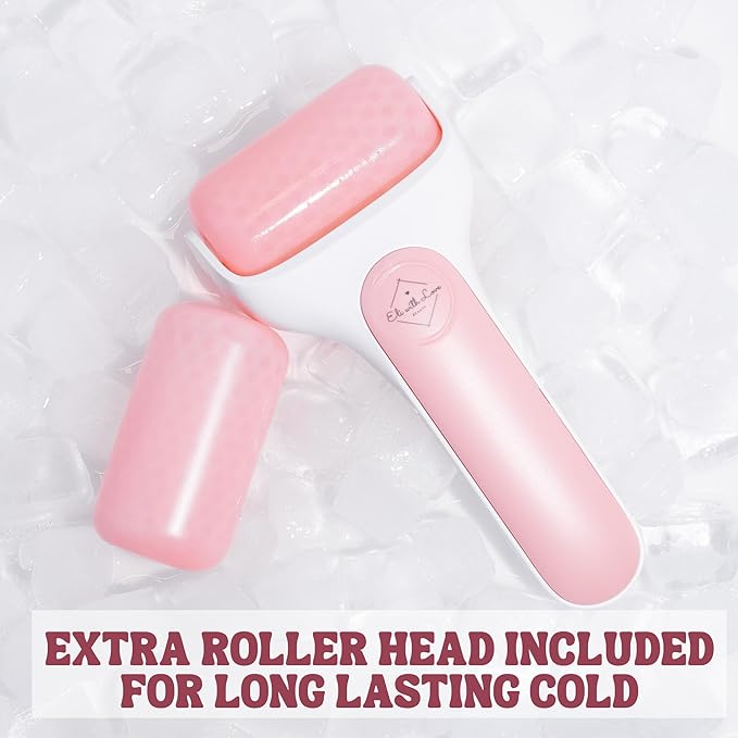 Ice Roller for Face Premium Facial Ice Roller with Carry Case and 2X Rollers for Long Lasting Cold - Eye Roller for Puffy Eyes & Cold Massage for Migraines (Pink (with case))