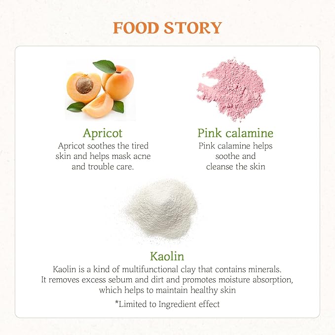 SKINFOOD Mask Apricot Trouble Care 120g - Facial Pore Clearing and Body Skin Soothing - Wash Off Face Masks, Clear & Smooth Skin - Shower-Proof Texture (4.23 oz)