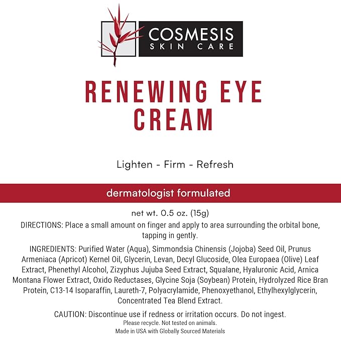 Renewing Eye Cream - Minimize Fine Lines, Promote Hydration & Skin Rejuvenation with Plant-Based Formula - 0.5oz