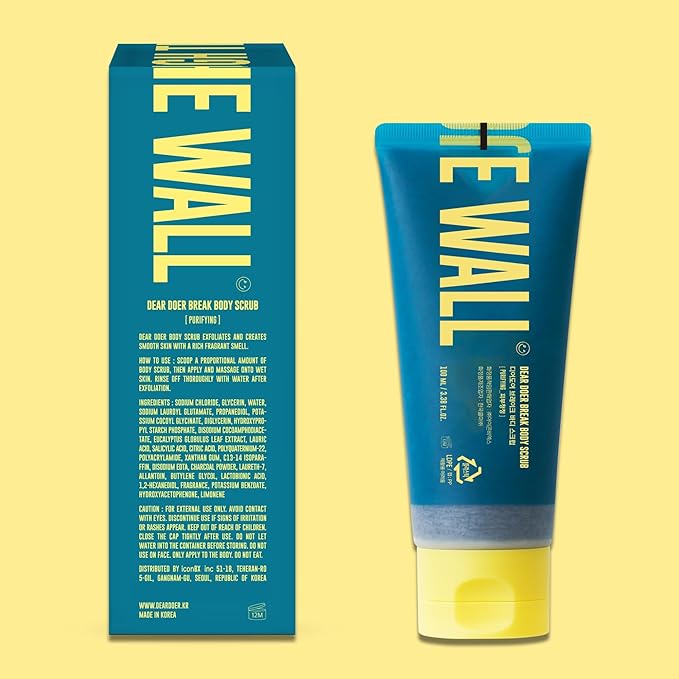 [Dear Doer] Break Body Scrub in Tube - Refreshingly Exfoliator for Clear Skin and Calming, Formulated with Charcoal and Andes Salt, Aromatic Citrus Scent, Vegan, 3.38 fl oz (100 ml)