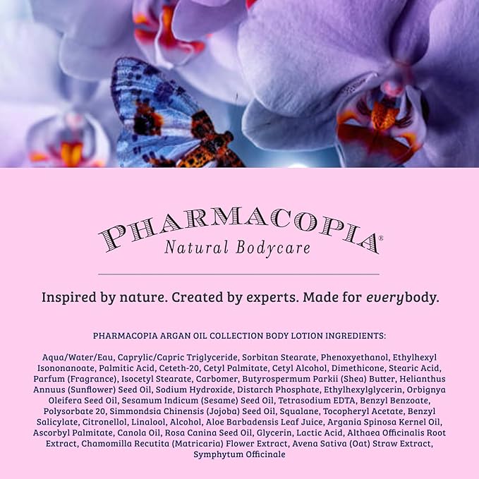 Pharmacopia Hotel Argan Oil Body Lotion - Vegan Moisturizer for Dry Skin, Aromatherapy Lotion with Melon and Green Tea Essence - Natural, Organic and Cruelty-Free Skin Care, 128 oz