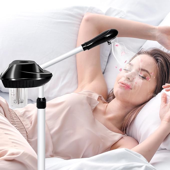 Professional Facial Steamer on Wheels, Ozone Facial Steamer with Time Setting, Stand Face Steamer Adjustable Height for Spa, Salon and at Home Use