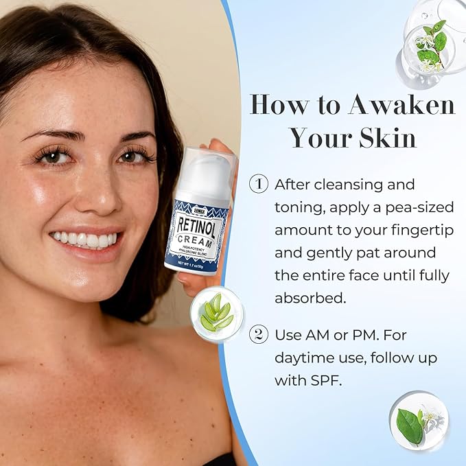 Retinol Cream for Wrinkles: Face Collagen Cream for Tightening Skin - Anti Aging Facial Moisturizer Day and Night for Women