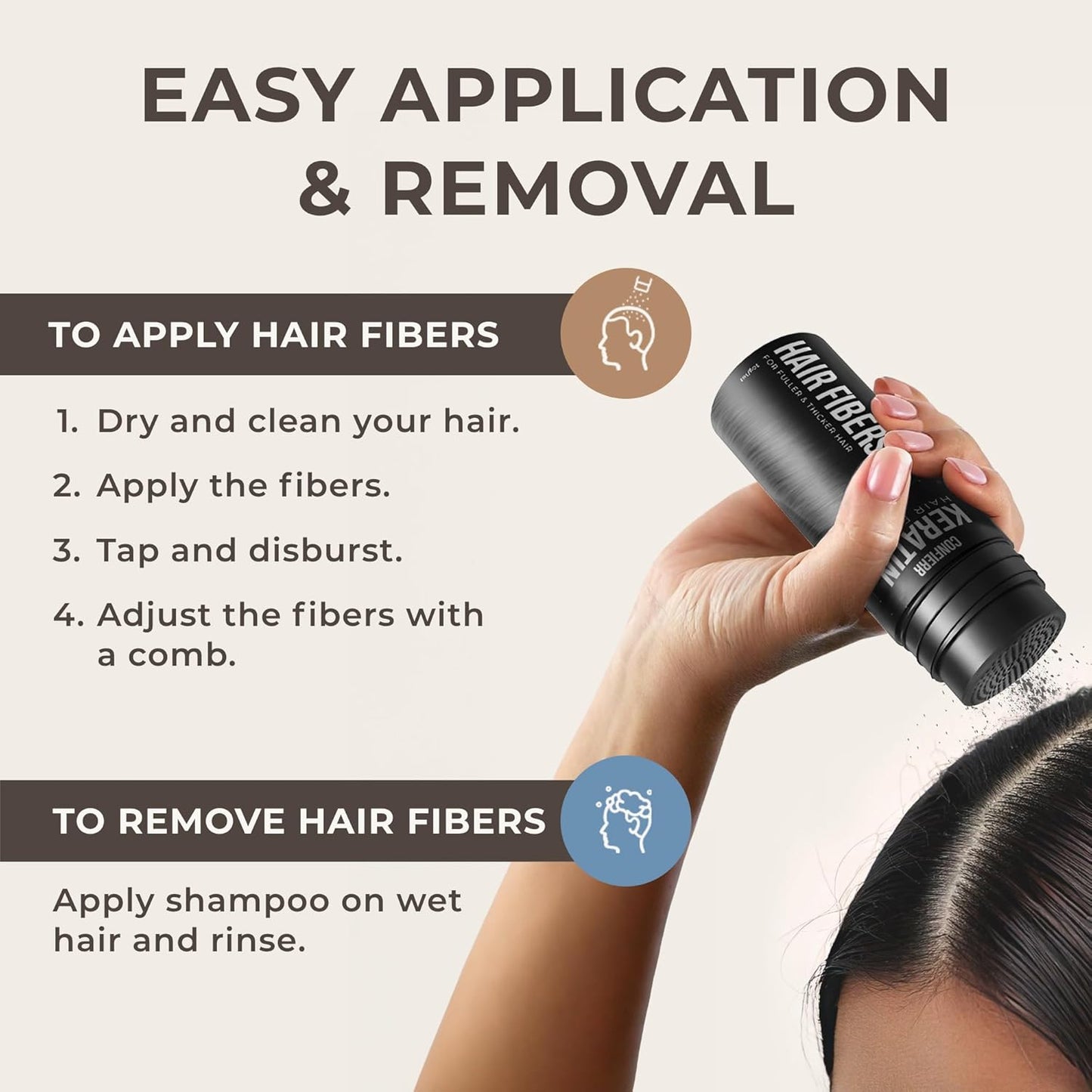 Keratin Hair Fibers for Men & Women - Fill In Fine or Thinning Hair, Instantly Thicker, Fuller Looking Hair (Dark Brown 15g)