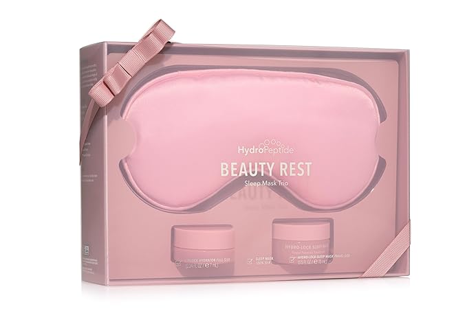 HydroPeptide Beauty Rest, Sleep Mask Trio Set: Hydro Lock Sleep Mask, LipLock Hydrator & 100% Silk Sleeping Mask