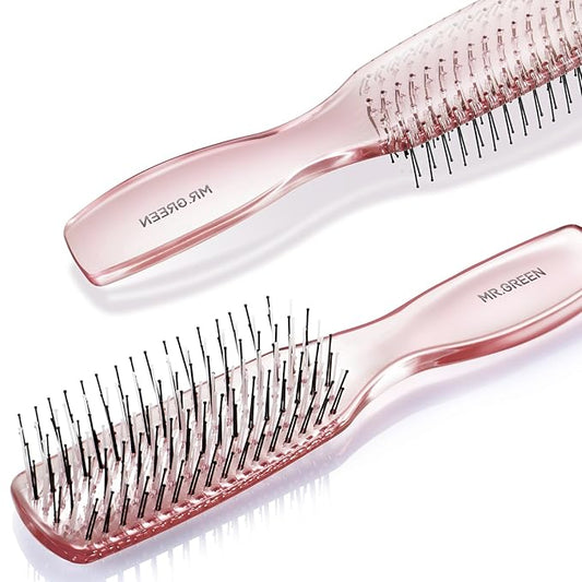 MR.GREEN Hair Brush Crystal Scalp Massage Combs Volumizing Hair Styling Fine Tooth Detangling Tool For Long Wet Dry Hair Women Gift (Pink, Large)