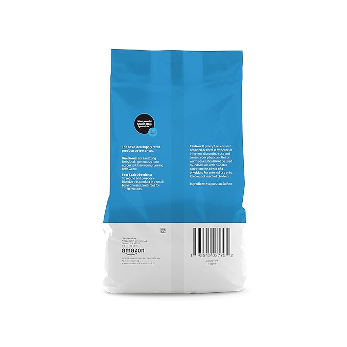 Amazon Basics Epsom Salt Soak, Magnesium Sulfate USP, 3 Pound, 1-Pack