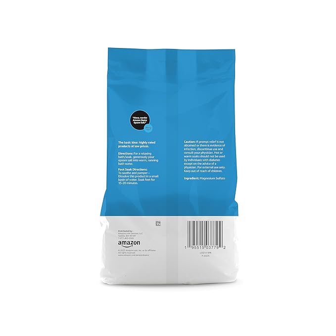 Amazon Basics Epsom Salt Soak, Magnesium Sulfate USP, 3 Pound, 6-Pack