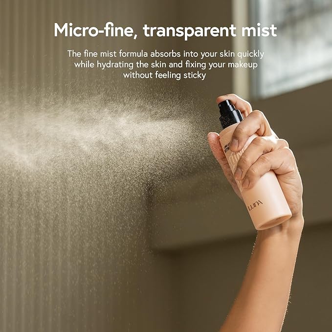 LUNA Long Lasting Setting Fixer Spray 3.3 fl oz, Weightless with Micro-Fine Mist, Natural Finish, Non-Drying Formula for All Skin Types, Korean Makeup