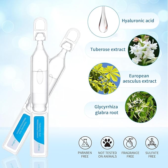 30pcs Hyaluronic Acid Serum, Face Moisturizer Hyaluronic Acid for face Moisturizing, Individually Packed Face Serum for Daily Use