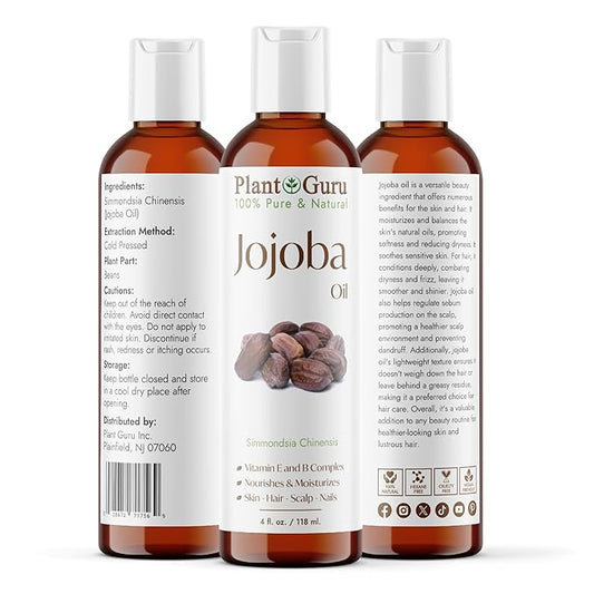 Jojoba Oil 4 fl. oz. Cold Pressed Unrefined - 100% Pure Natural Moisturizer For Skin, Body, Face And Hair Growth. Deeply Hydrating Carrier Oil For DIY Soap Making and Massage