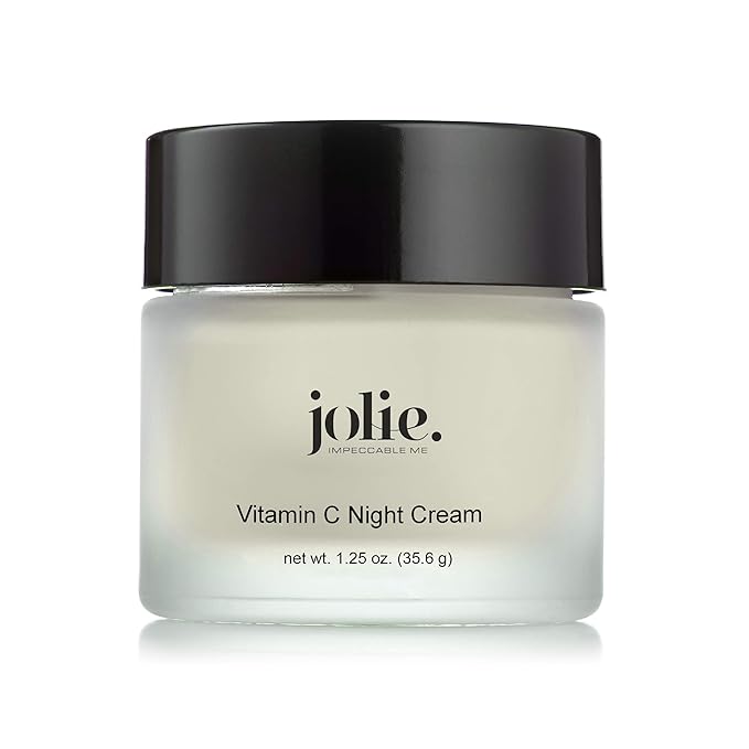 Jolie Vitamin C Night Cream, L-Ascorbic Acid Brightening Face & Neck Moisturizer With Ceramides