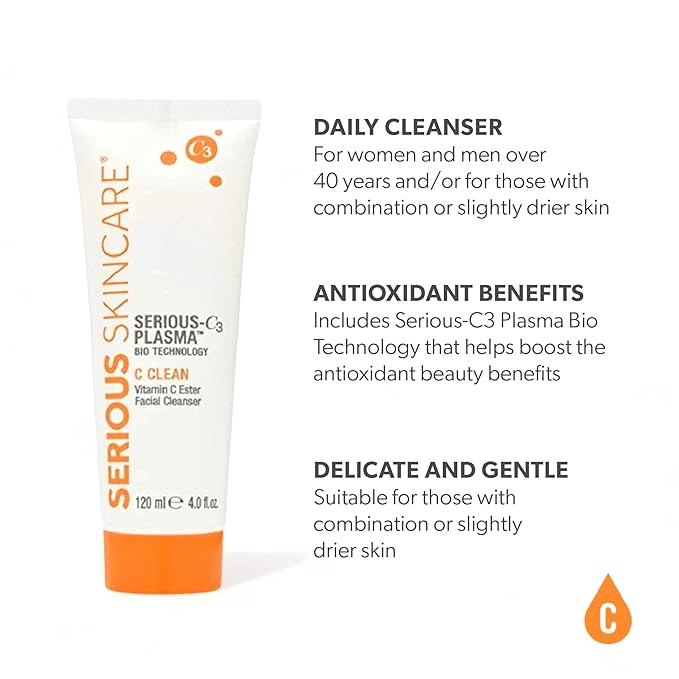 Serious Skincare Vitamin C & Collagen Skin Care Set - Reduce Wrinkles, Brightening - C-Restore Night Cream Moisturizer for Face, Eye Treatment Gel & C Clean Face Cleanser - Deep Hydration C3