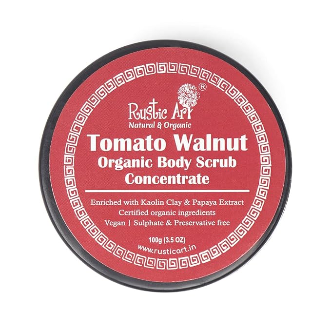 Tomato Walnut Body Scrub Concentrate | Exfoliating Body, Hands, Face, Legs, Foot | Foaming Scrub, Lasts 3X Longer | For Women & Men | Vegan & Cruelty Free | (3.5 Oz)
