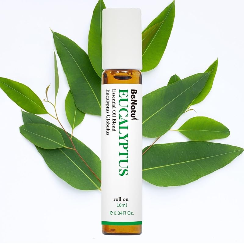 Benatu Eucalyptus Essential Oil Roller, Pre-Diluted Natural Aromatherapy Blend Travel Size Roll On for Skin Care, Body Topical Massage - Hair, Nail 10ml