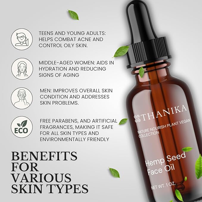 Hemp Seed Face Oil – Anti-Aging, Hydrating, Non-Greasy Skincare | 1 oz (30 ml)