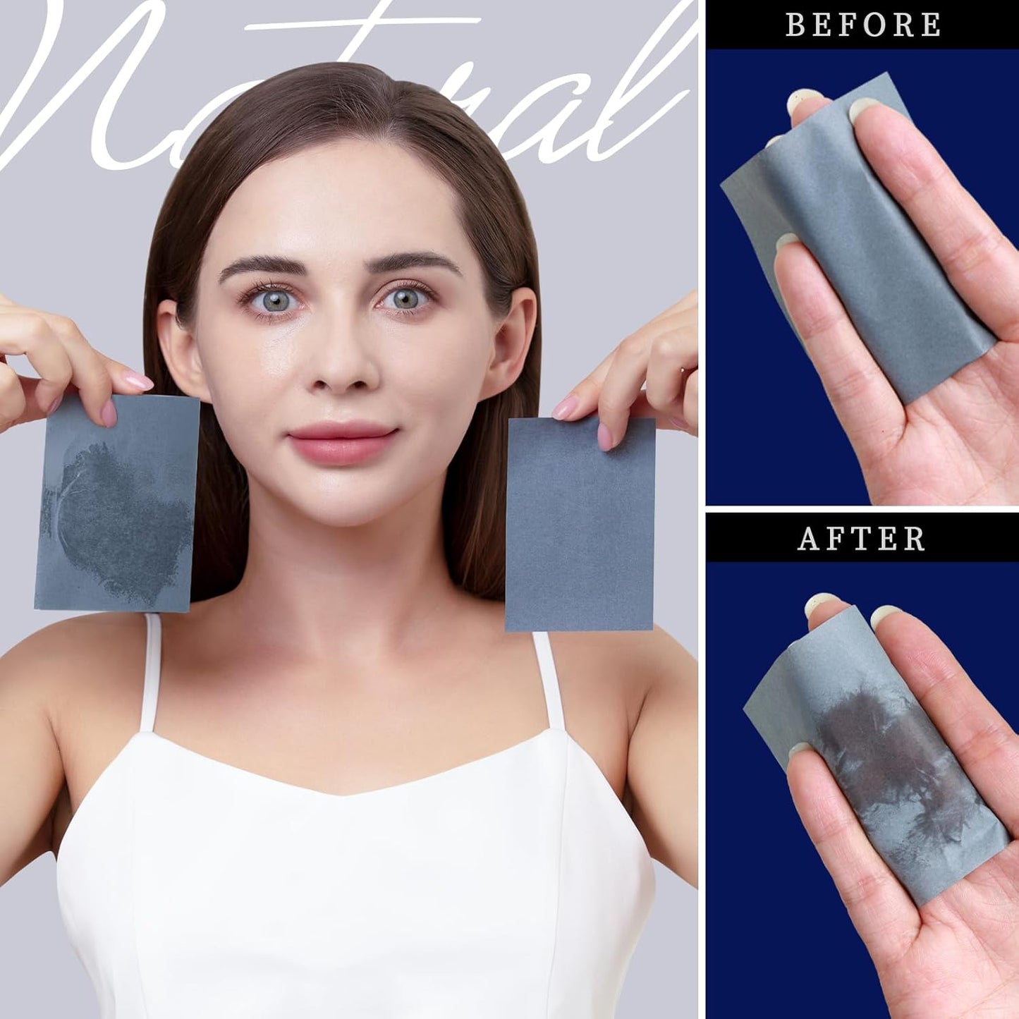 Teenitor Bamboo Charcoal Blotting Paper - 1200 Count Oil Absorbing Sheets for Oily Skin Face Oil Control Film