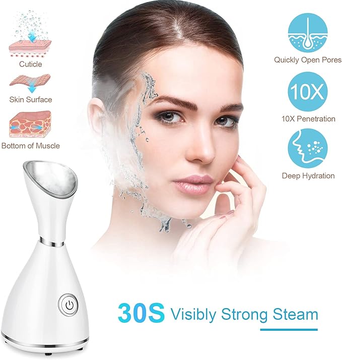 Facial Steamer for Face, Face Steamer for Facial Deep Cleaning, Face Steamer Nano Mister Set for Sinuses, Unclogs Pores, Home SPA, Skin Care
