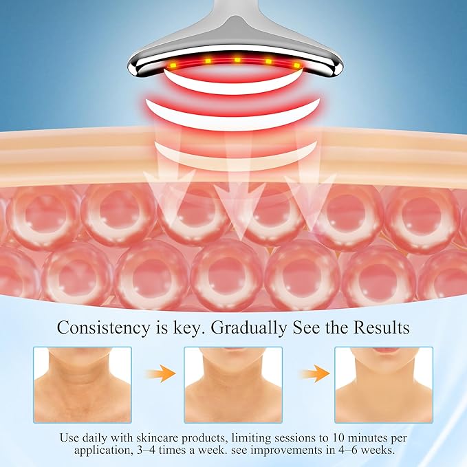 Red Light Therapy for Face, LED Facial & Neck Contouring Device, Face Massager for Reduce Fine Lines & Double Chin, Rejuvenate, Face Lift & Neck Tightening - at Home Daily Skin Care Sculpting Tool