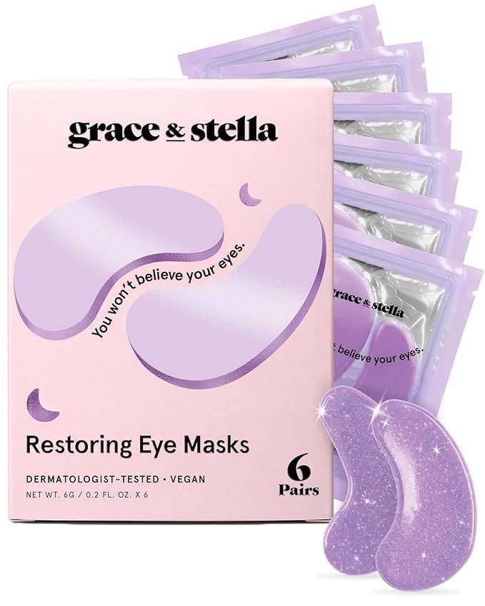 grace & stella Under Eye Patches for Puffy Eyes and Dark Circles (Retinol, 6 Pairs) Restoring Gel Under Eye Masks with Hyaluronic Acid - Vegan Cruelty-Free Skincare Birthday Gifts for Women