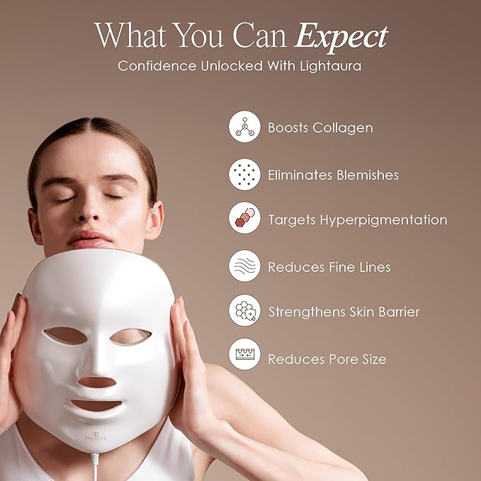 Project E Beauty Skin Rejuvenation Photon Mask | LED Face Mask Light Therapy Red Blue Light Anti-Aging Wrinkle Spa Facial Treatment Home Skincare Mask