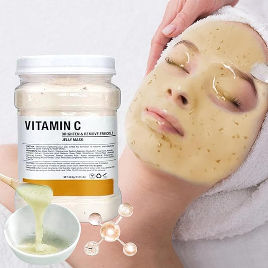Jelly Mask for Facials, Hydrating & Moisturizing Peel-Off Rubber Gel Face Mask, Skin Care for Deep Hydration & Glow, 23 Fl Oz Jar, Professional Spa Use for All Skin Types with VC essence