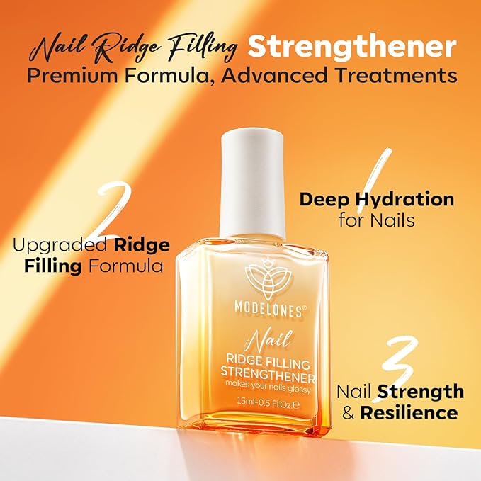 modelones Nail Strengthener Ridge Filler for Nails White Nail Polish Nail Repair for Thin and Damaged Nails Growth Treatment 15ml