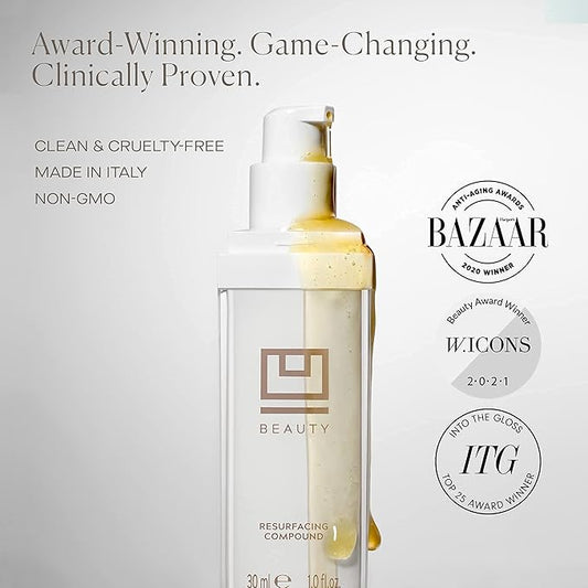 The U Beauty Duo - Resurfacing Compound & SUPER Hydrator Set - Vitamin C & E, Retinol, Hyaluronic Acid - Moisturizing Face Serum Duo for Smooth, Hydrated and Softer Skin, Set of 2 1.7 fl oz