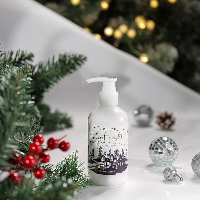 Christmas Hand & Body Lotion with Moisturizing Shea Butter for All Skin Type- Silent Night - Spruce Scent - 236 ML / 8 FL OZ