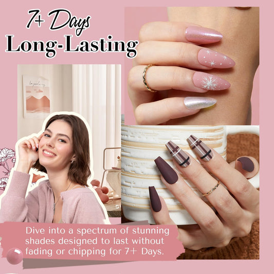 AZUREBEAUTY Nail Polish Set 4 Colors Pink Nude Glitter Nail Polish Quick Dry Natural Nail Lacquer Fingernail Kit with Top Coat DIY Salon Home