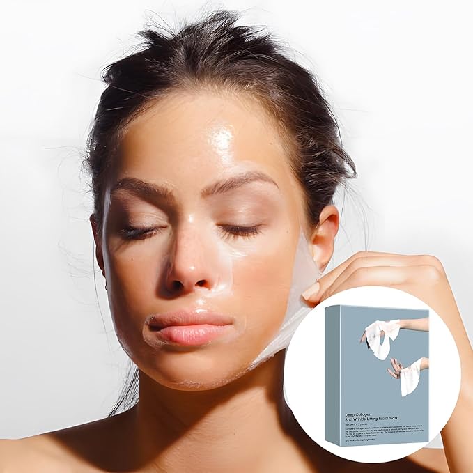 Overnight Facial Mask, 10ea Bio-Collagen Hydrating Overnight Hydrogel Mask, Korean Collagen Face Mask For Women, Deep Collagen Overnight mask, Pore Minimizing, Elasticity