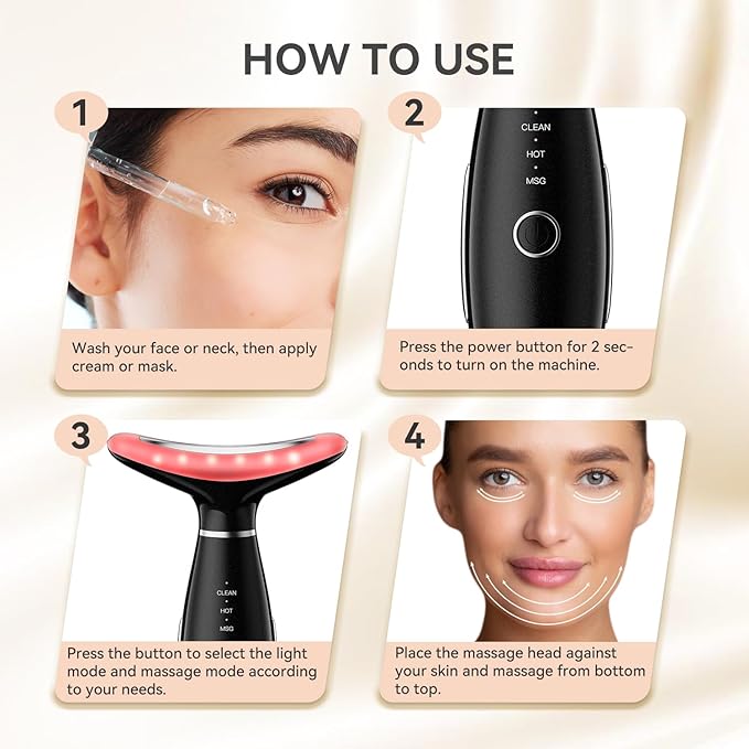 Neck Face Massager, Portable Facial Massager, 3 Modes Face Sculpting Tool, Face Massager Tool for Skin Care, (Black)