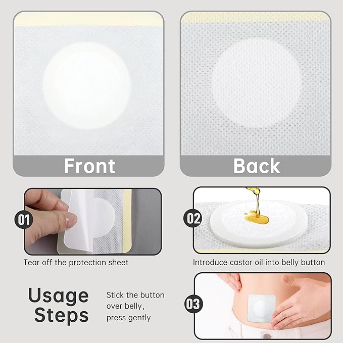 45 Pcs Disposable Castor Oil Patches for Belly Button,White Castor Oil Pack Belly Wrap Cover