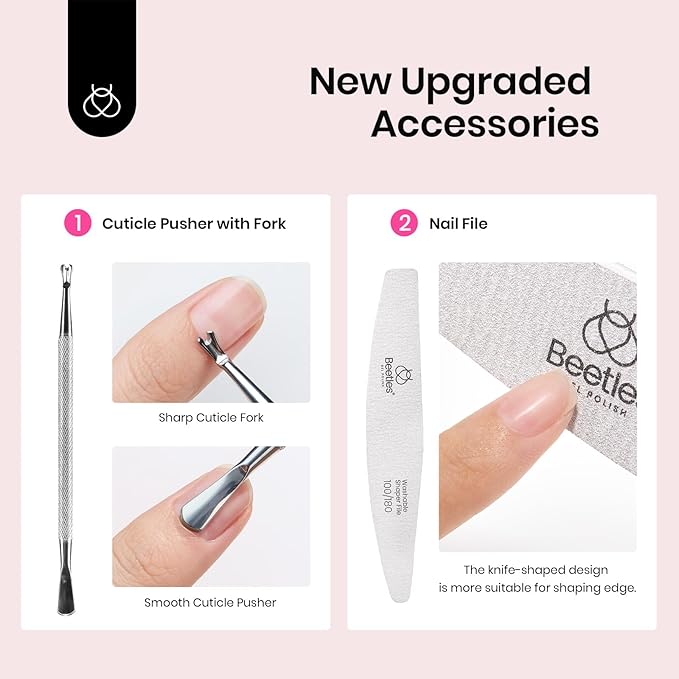 Beetles Nail Prep Kit Nail Dehydrator and Primer Nail Care Tool Kit 20ml Large Capacity Acid-Free & Hema-Free Dehydrate Bond Primer with Manicure Tools for Acrylic Nail Gifts for Women