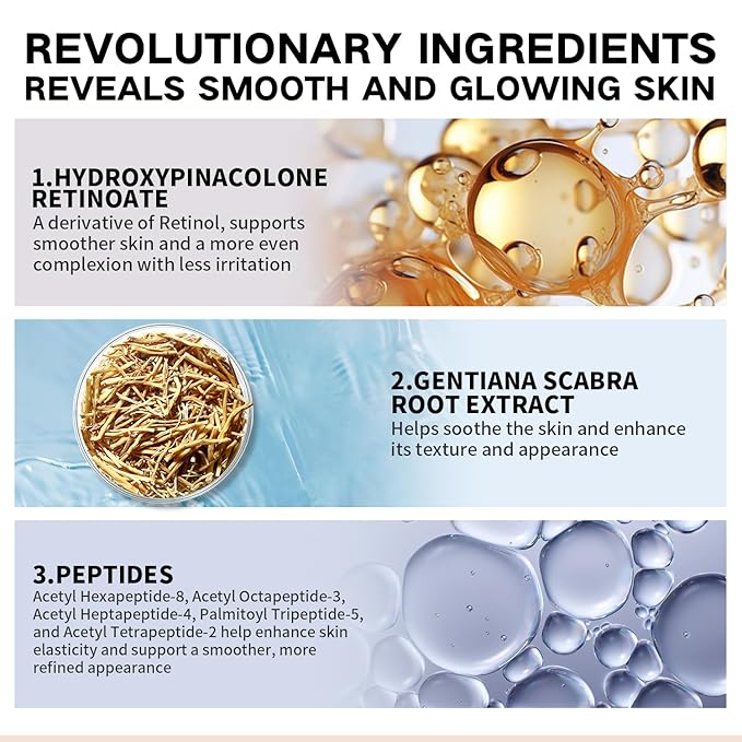 Retinol Serum for Face, Anti Aging Serum with Peptide for Fine Lines and Wrinkles, Smoothing, Repairing and Hydrating Face Serum, 30ml (1 Fl Oz)