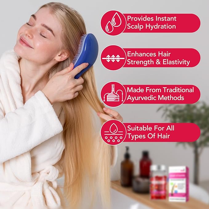 Hair Vitamins, Hair Vitamin Oil Capsules with Avocado Oil, Hair Treatment Serum for Frizzy & Dry Hair, Leave-in Anti Frizz Hair Styling Moisturizing Serum Capsules for Women, 40PCS, Red