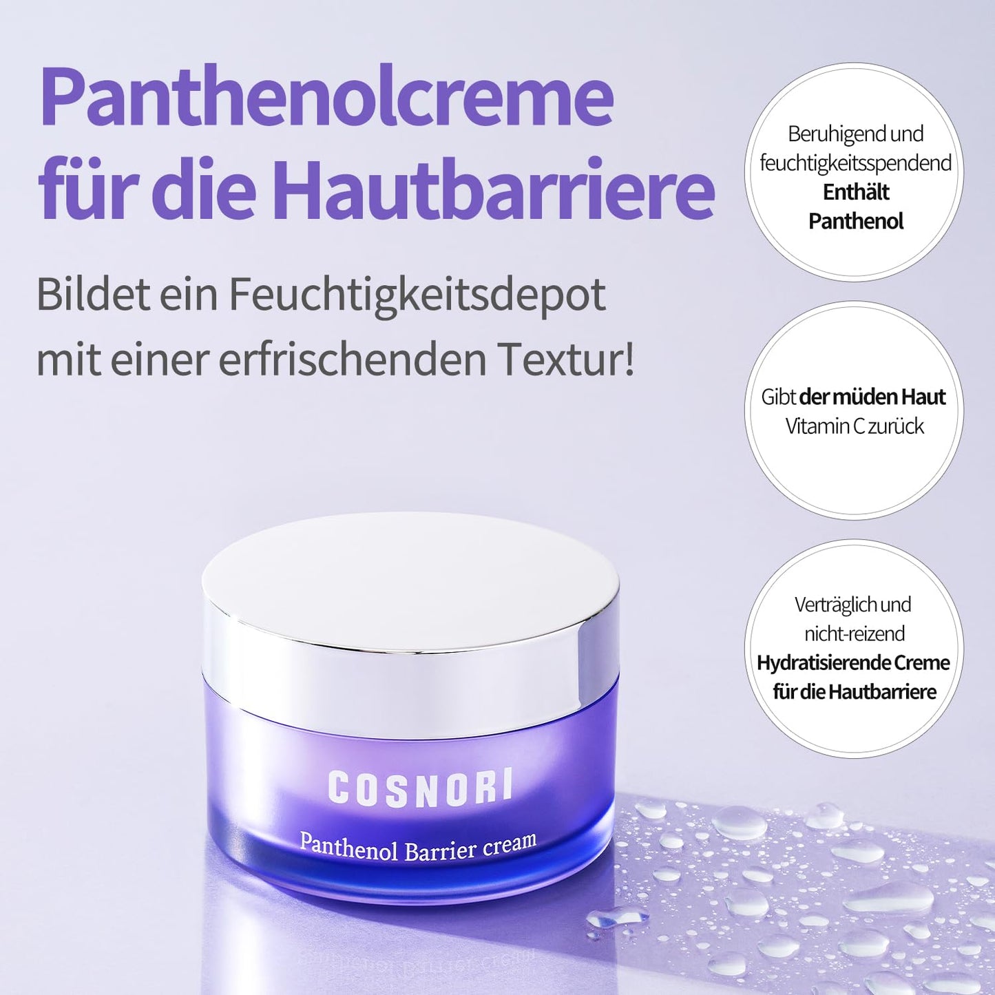 COSNORI Panthenol Barrier Cream - Strengthening Skin Barrier Face Moisturizer - with Panthenol and Kakadu Plum Extract – Calming and Hydrating for Damaged Skin – Irritation Free Formula, 1.69 oz.