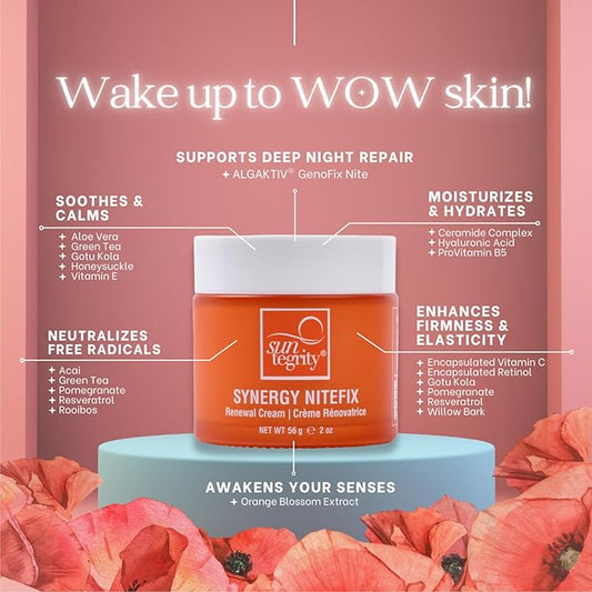 Suntegrity Synergy NiteFix - Renewal Cream, 2oz - use at night and wake up with Wow! skin.