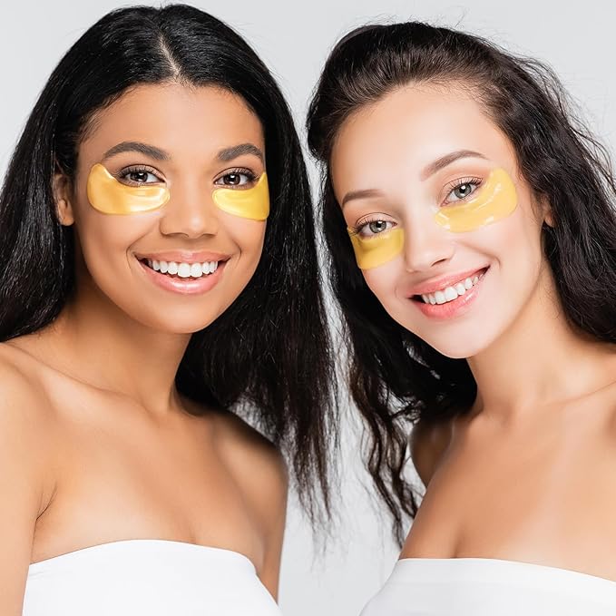 Under Eye Patches(24K Gold 15 Pairs), Gel Eye Mask for Reduce Dark Circles, Puffy Eyes,Undereye Bags, Wrinkles,-with Hyaluronic Acid & Collagen,Eye Treatment Skin Care for Men & Women Gift